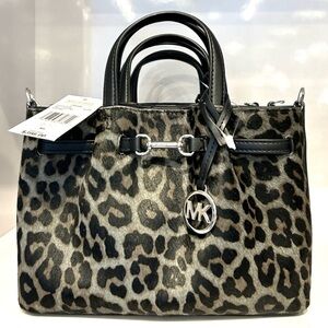 Michael Kors Small Carson Pebbled Leather Satchel Bag Black